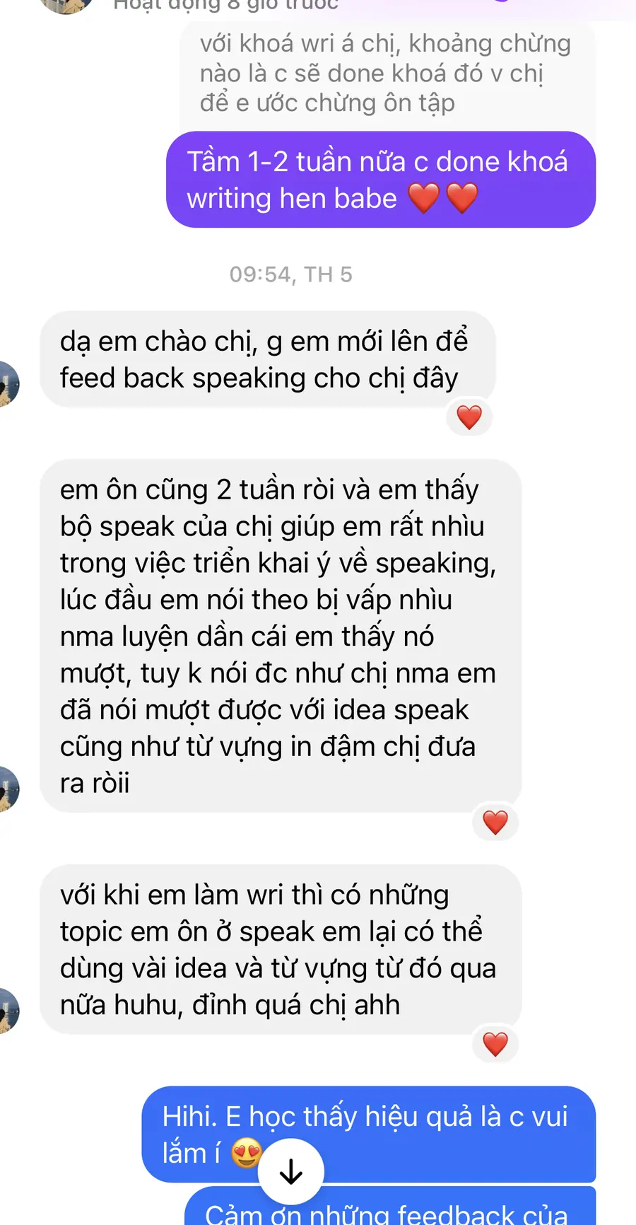 Phản hồi từ học viên MS Chin IELTS 6