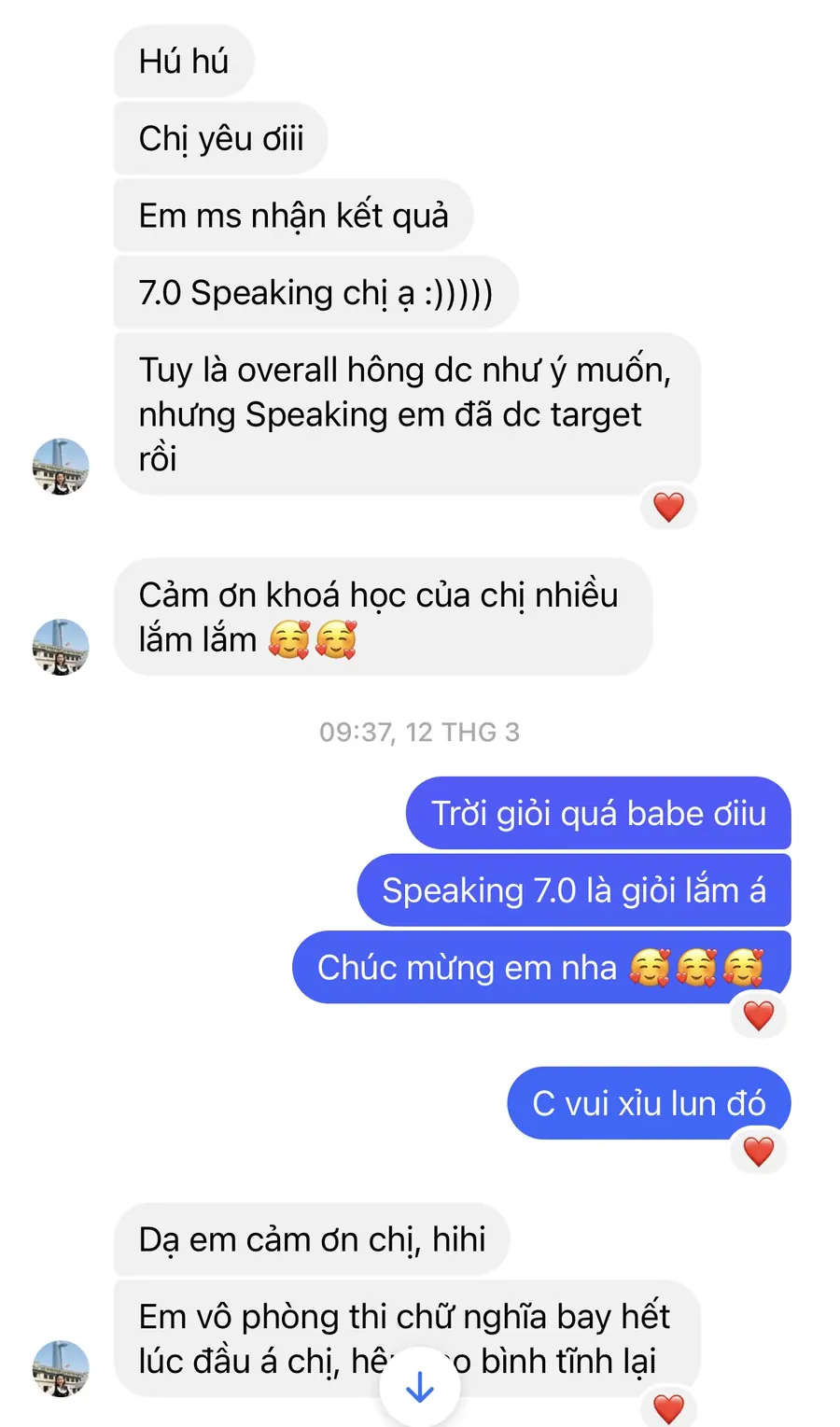 Kết quả Speaking MS Chin IELTS 23