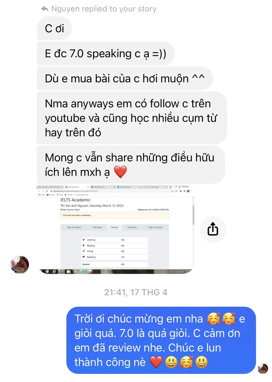 Review sau khóa MS Chin IELTS 24