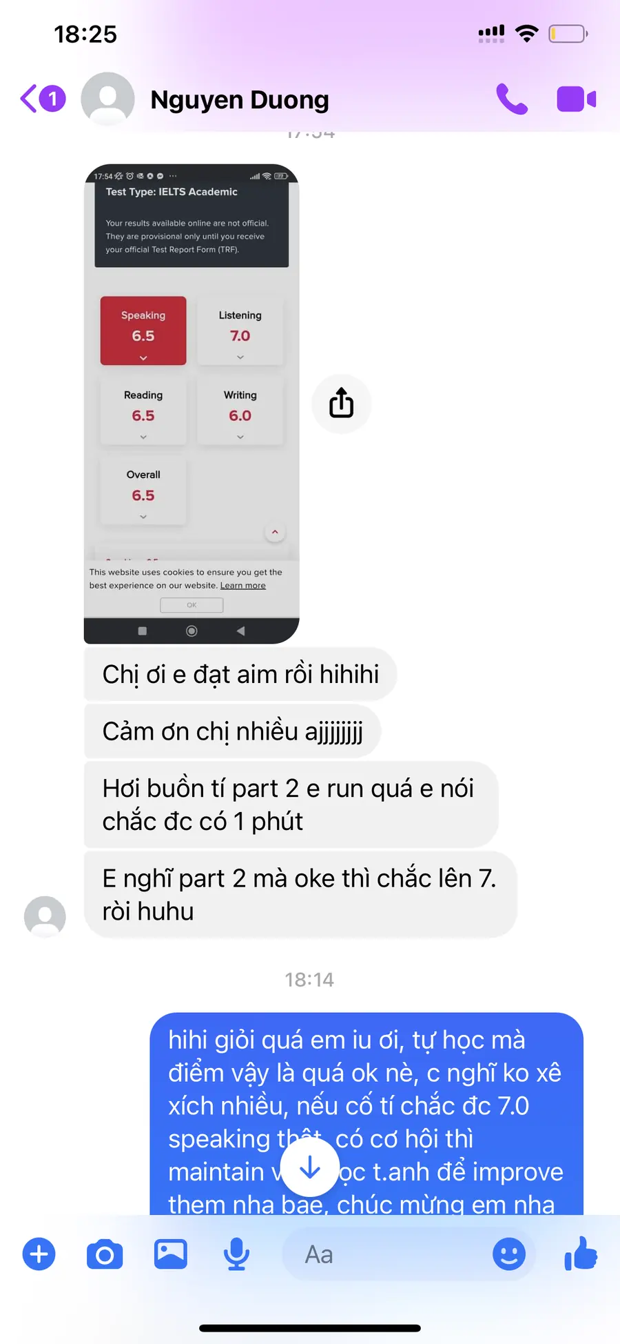 Tiến bộ sau luyện tập MS Chin IELTS 25