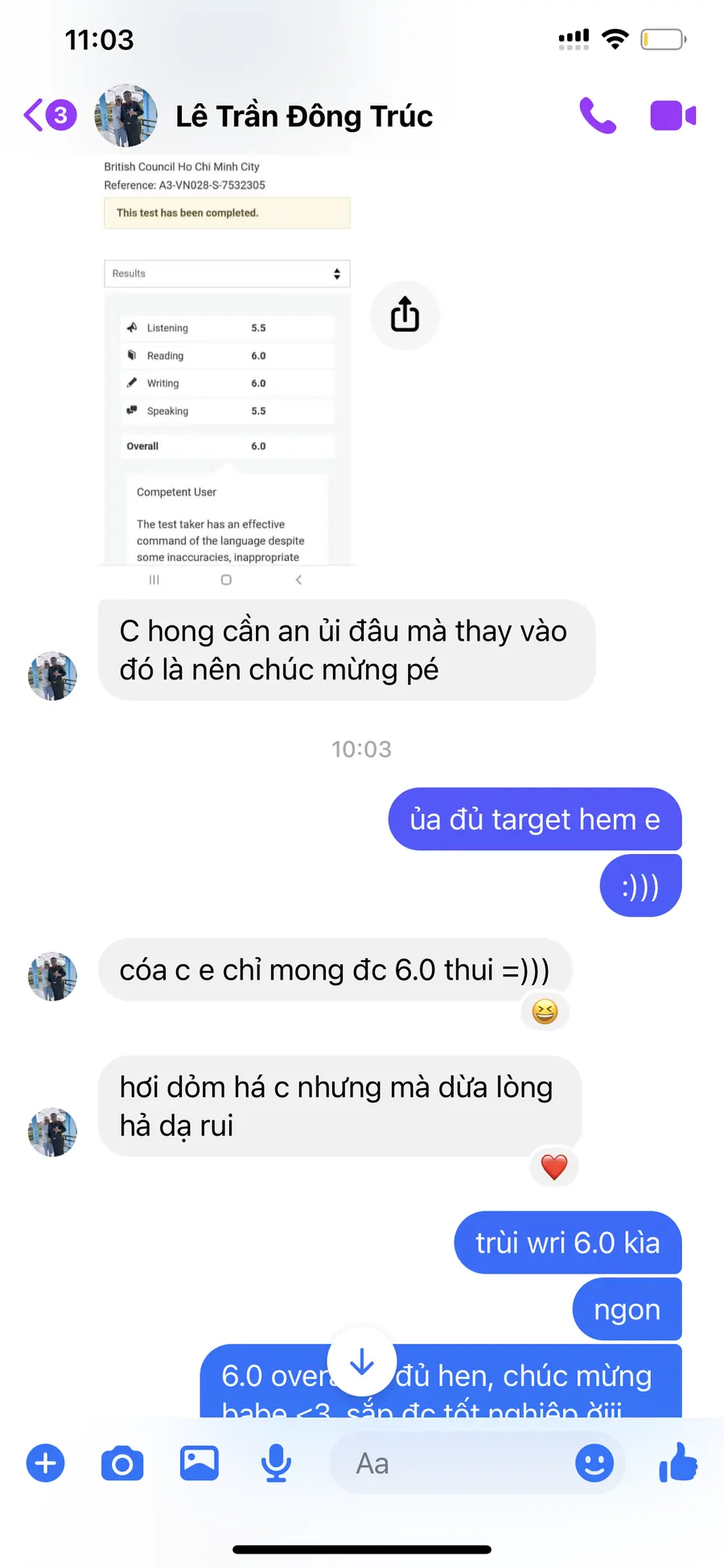 Tin nhắn sau buổi học MS Chin IELTS 28