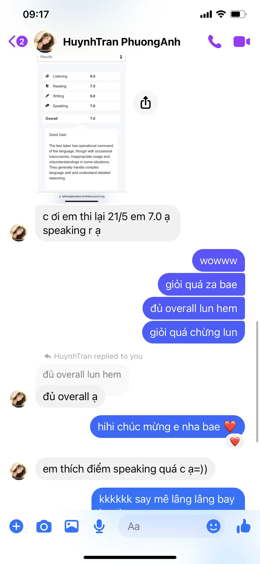 Chia sẻ học viên MS Chin IELTS 30